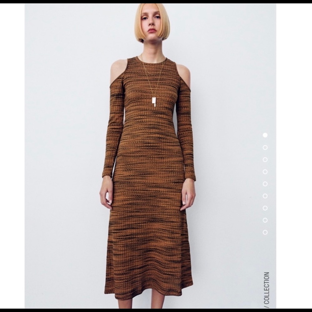 Zara black and brown cut out dress size S